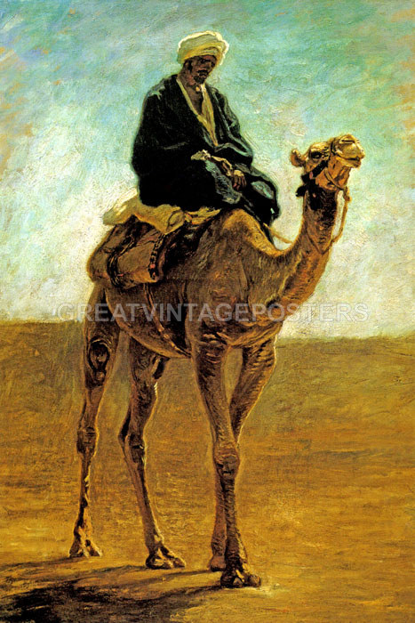 THE CAMEL RIDER ARAB DESERT ORIENTALIST PAINTING BY LEON ...