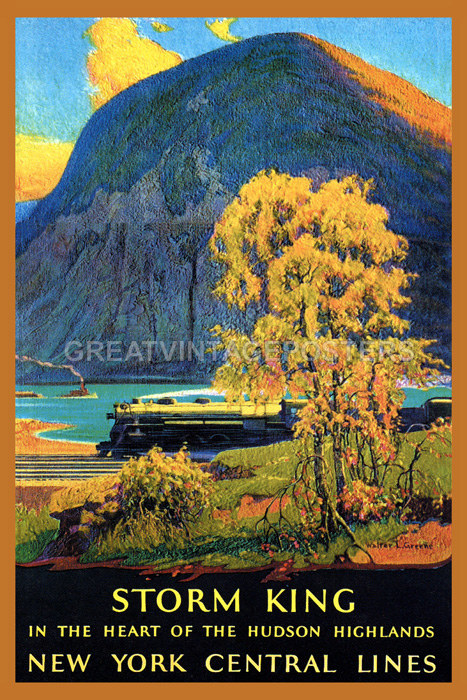 Storm King Mountain Hudson River Highlands Ny Train Travel Vintage Poster Repro Ebay